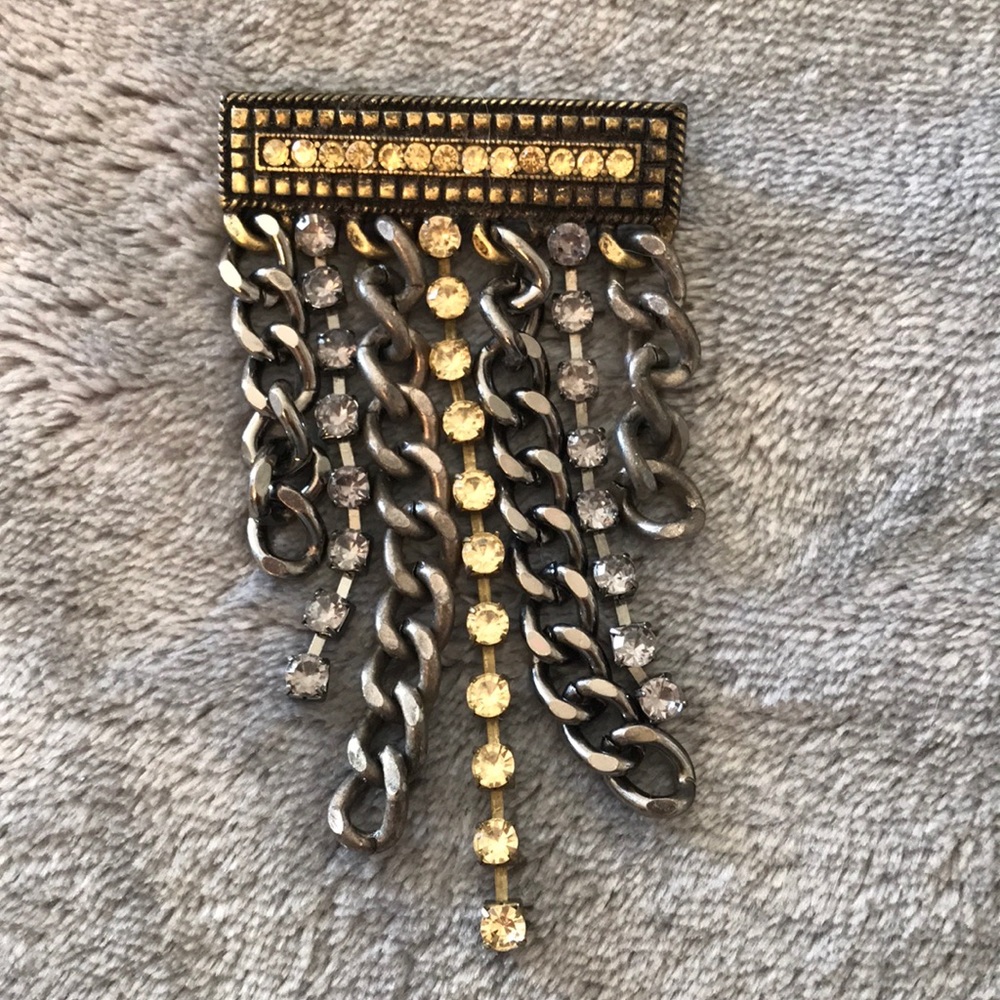 Rhinestone and Mixed Metal Pin Brooch
